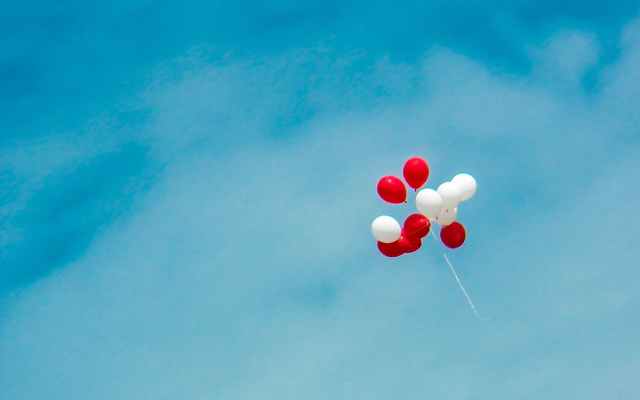 white and red balloons