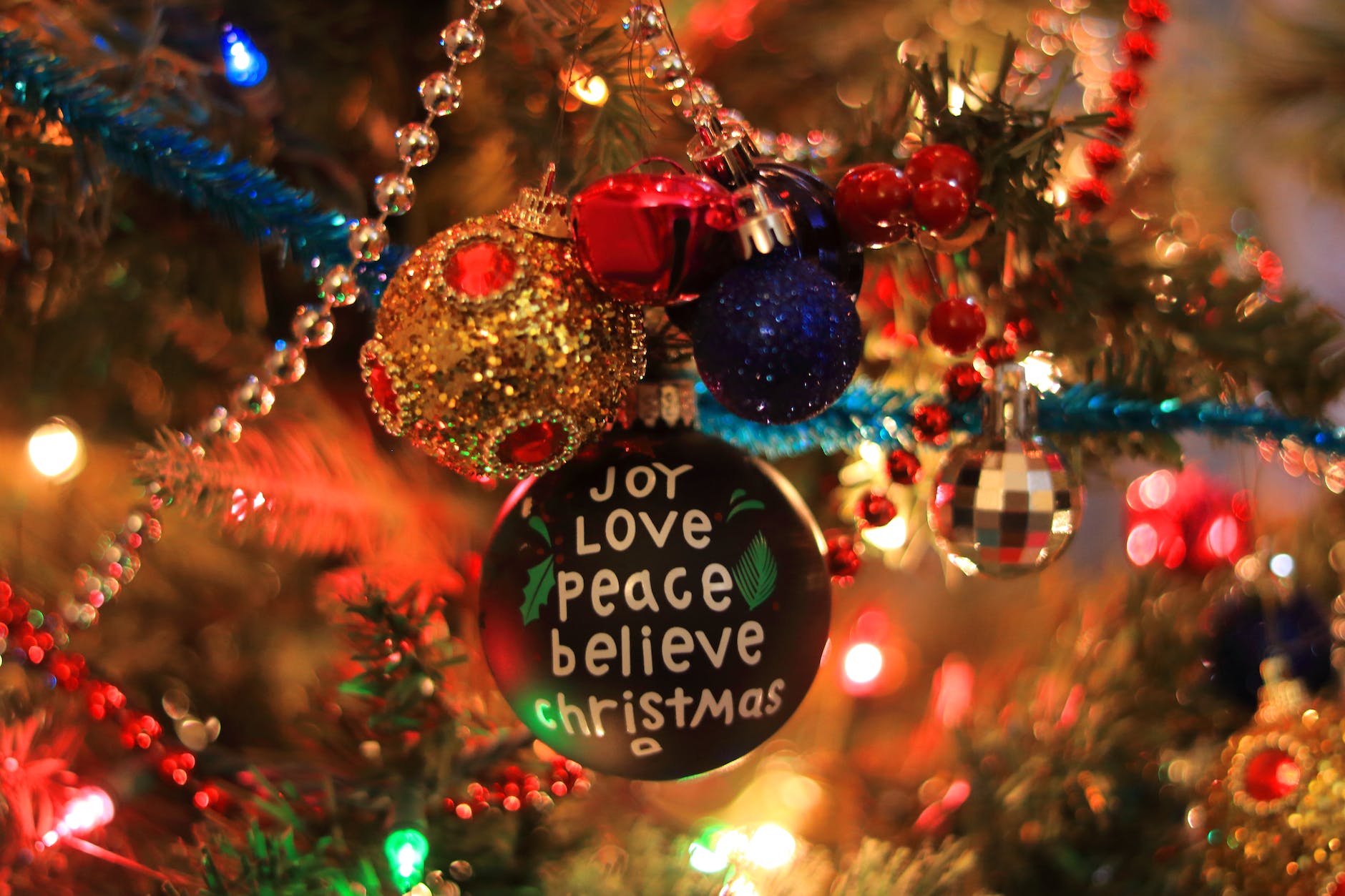 words on a christmas bauble